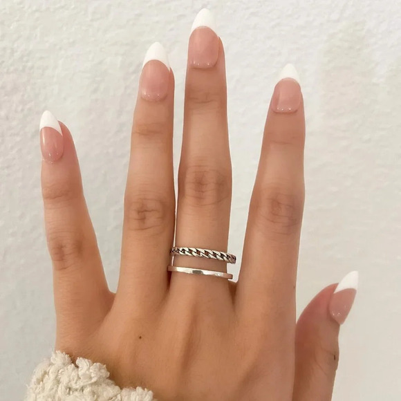 925 Sterling Silver Minimalist Ring Layer Ring Dainty Ring Chain Link Ring - Picture 3 of 8